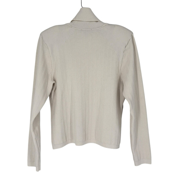 Express Sweater Old Money Ribbed Turtleneck Nautical Gold Buttons Quiet Luxury - Picture 2 of 8